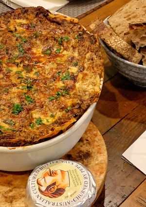 A picture of Vegetarian Spicy mushroom lasagna.