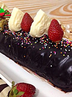 Foto resep bolu gulung kukus coklat / chocolate swiss roll cake
