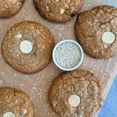 A picture of White Chocolate & Sesame Cookies.