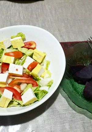 Foto resep Salad raw sawi putih with yellow tofu
