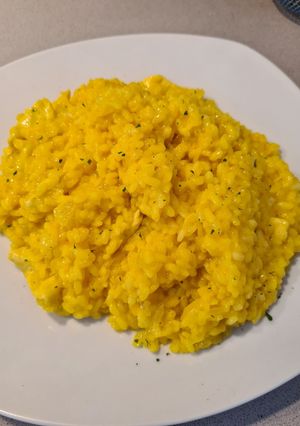 Una foto de Risotto a la milanesa con pollo