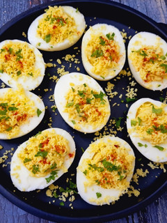 A picture of Oeufs Mimosa (French-Style Devilled Eggs).