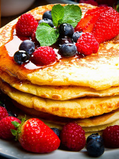Una foto de Tortitas con fruta y Savia de Palmera