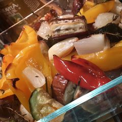 A picture of "Rat-a-tat 2e" Roasted Veggies (ratatouille).