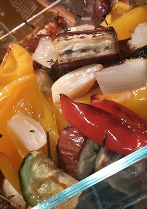 A picture of "Rat-a-tat 2e" Roasted Veggies (ratatouille).