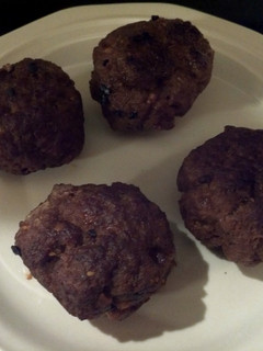 A picture of Cowboy's Buffalo Balls (meatballs).