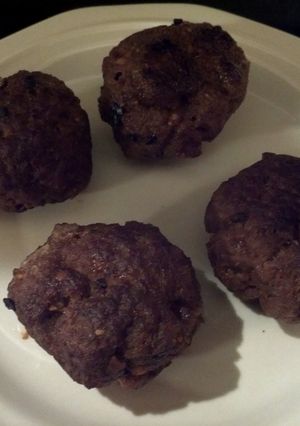 A picture of Cowboy's Buffalo Balls (meatballs).