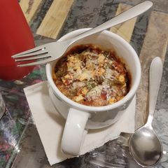 A picture of Kadhai Paneer Mug Pizza.
