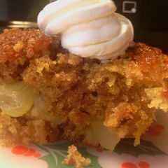 A picture of sunshines fruit cocktail dump cake.