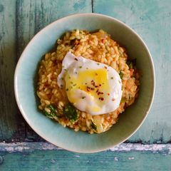 Haddock and Chorizo Risotto A picture of Haddock and Chorizo Risotto.