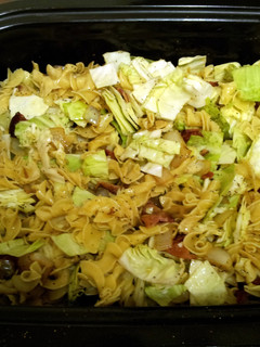 A picture of irish cabbage with noodles.
