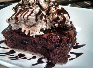 A picture of Cookies n' Cream Oreo Fudge Brownies.