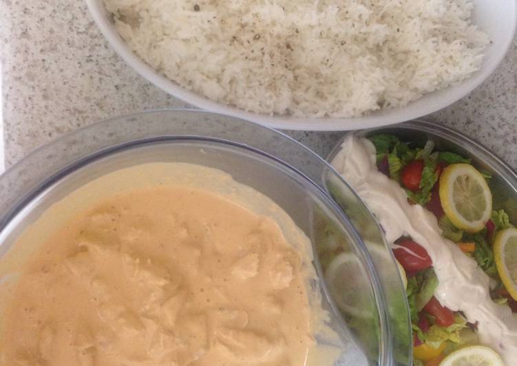 Steps to Make Any-night-of-the-week Coronation Chicken With Basmati Rice and Side Salad 😍