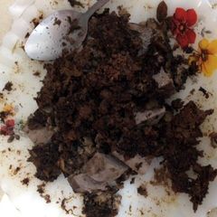 A picture of Crazily Yummy Black Bean curd And Minced Mushroom.