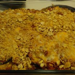 A picture of Eggplant Casserole with Red Wine Tomatoe Sauce.