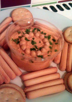 A picture of Vickys Sweet Potato Hummus, GF DF EF SF NF.