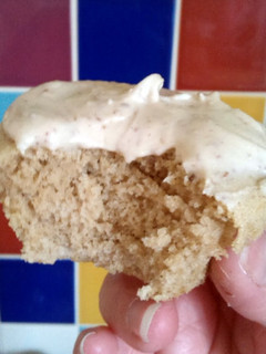 A picture of Vickys Vanilla Cupcakes with Coffee/Mocha Icing, GF DF EF SF NF.