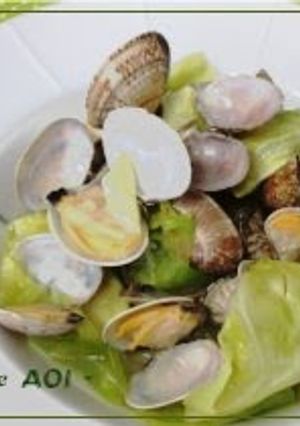 A picture of Sake Steamed Spring Cabbage and Clams.