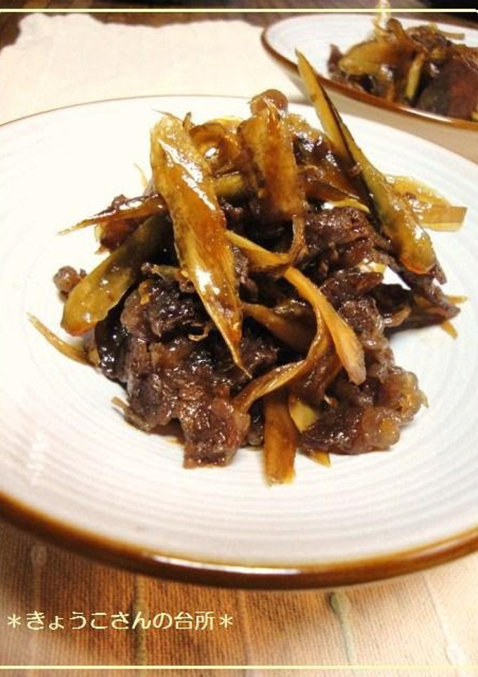 A picture of Simmered Beef and Burdock Root.