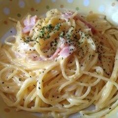 A picture of Rich Pasta Carbonara with Milk and a Whole Egg.