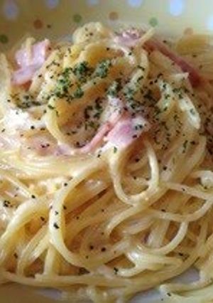 A picture of Rich Pasta Carbonara with Milk and a Whole Egg.