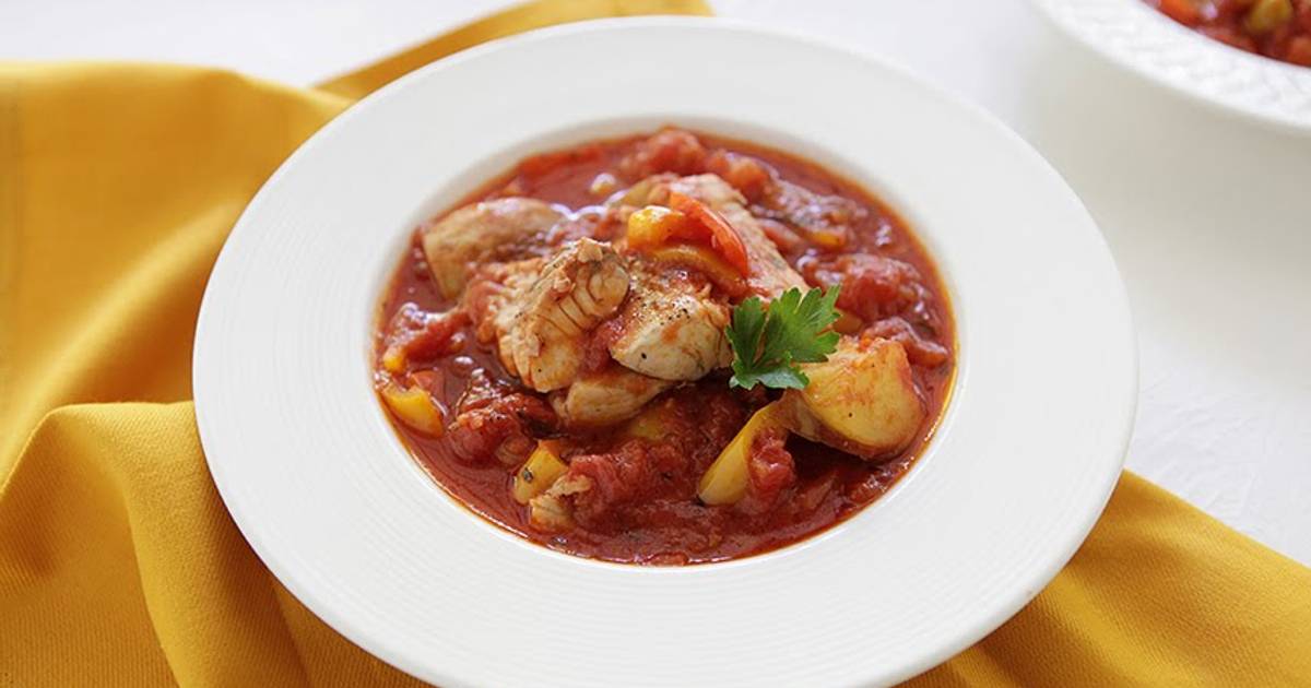 Fresh Grouper Stew With Chunks Of Potatoes And Sweet Peppers Recipe By 