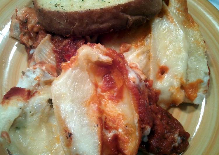 Stuffed shells with two sauces