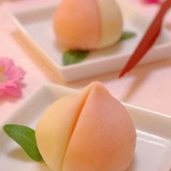 A picture of Peach Nerikiri (Sweet Bean Paste Confections) - Easy Wagashi to Make for Dolls' Festival.