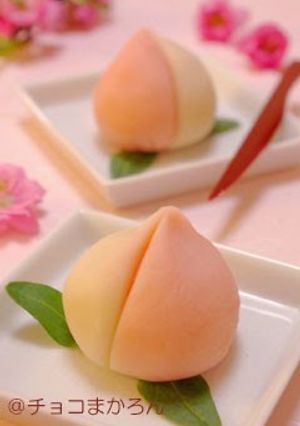 A picture of Peach Nerikiri (Sweet Bean Paste Confections) - Easy Wagashi to Make for Dolls' Festival.
