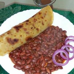 Chapati and beans A picture of Chapati and beans.