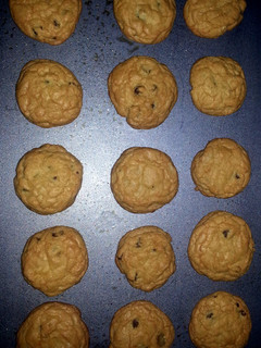 A picture of Peanut Butter and Chocolate chip cookies.