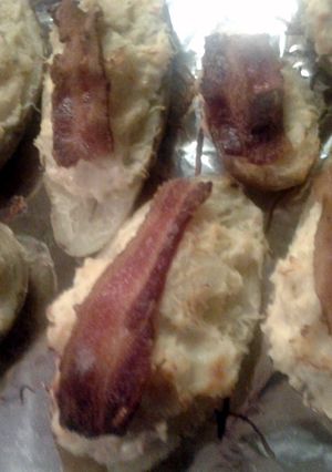 A picture of twice baked potatoes.