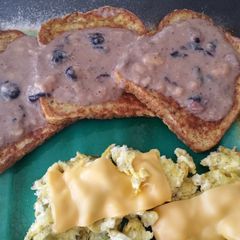 A picture of Creamy blueberry banana french toast.