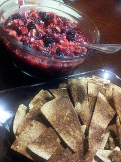 A picture of Fruit Salsa and Cinnamon Chips.