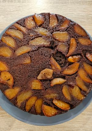 Une photo de Gâteau chocolat poires renversées