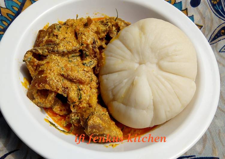 Egusi Soup with infused uziza leaves and ehu seed