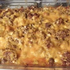 A picture of Bake spaghetti leftovers.