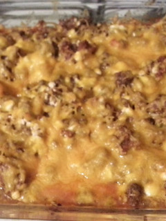 A picture of Bake spaghetti leftovers.