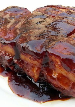 A picture of Baked Pork Belly In Hoisin Sauce.