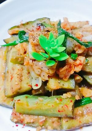 Hình của món Món chay:Cà tím xào chua ngọt.