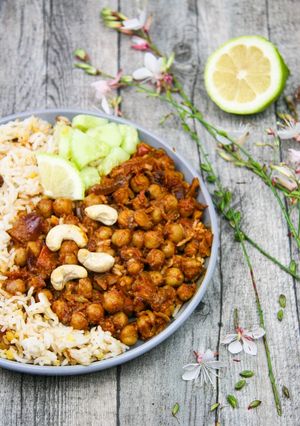 Une photo de Pois-chiches Massala ou chana massala