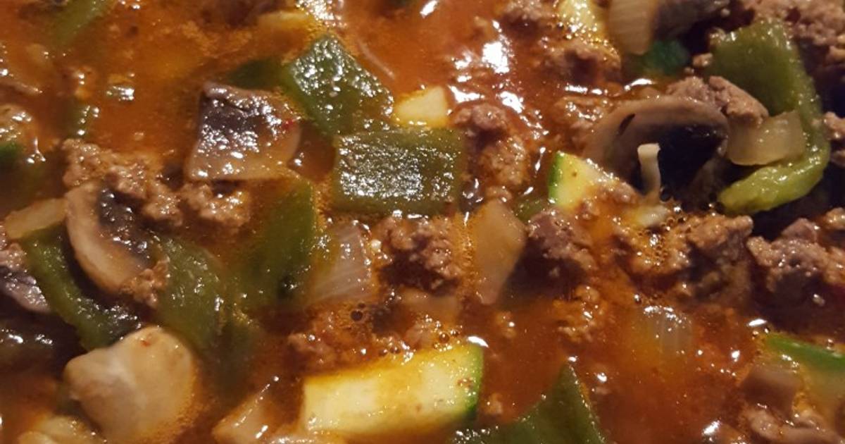 Carne molida con chiles poblanos, hongos y calabacita Receta de   Cookpad