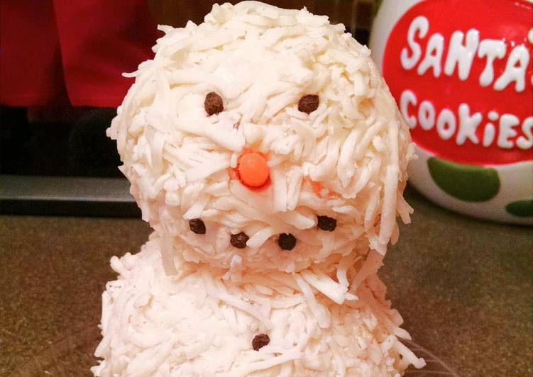 Steps to Make Quick Snowman Cheese Ball