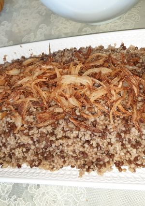 A picture of Mujadara with Bulgur.