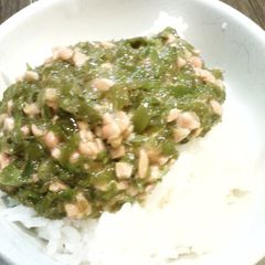 A picture of Natto and Thick Wakame Rice Bowl.