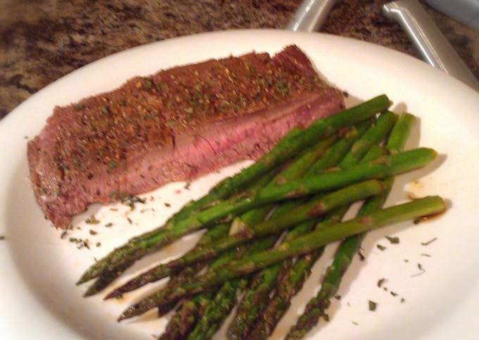 Steps to Make Award-winning Chipotle Flank Steak w Teriyaki Asparagus