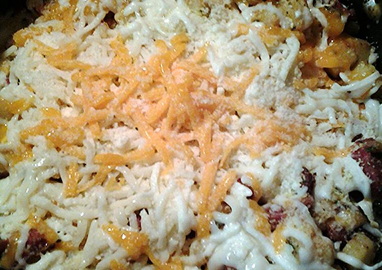 Step-by-Step Guide to Make Super Quick Homemade Cheesy potatoes with sausage and bacon