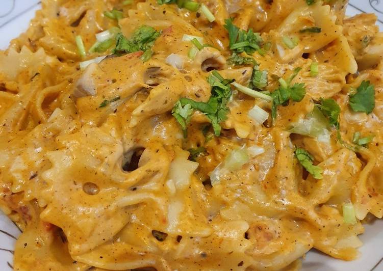 Steps to Prepare Homemade Pink-sauce farfalle