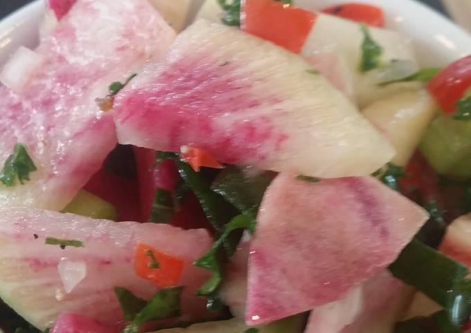 Steps to Prepare Favorite Watermelon radish salad (Healthy)