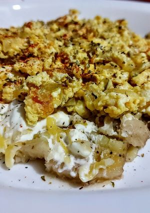 Una foto de GUINEO VERDE🍌Con Queso Americano🧀 y Huevos Revueltos...!